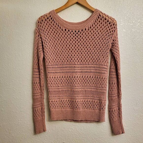 NWOT American Eagle Outfitters Crocheted Boho  Pink Sweater: XS: Balletcore Soft - Picture 2 of 4